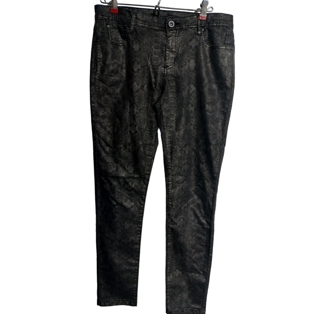I Jeans by Buffalo Viva Skinny black with gold snake skin accent woman size 10